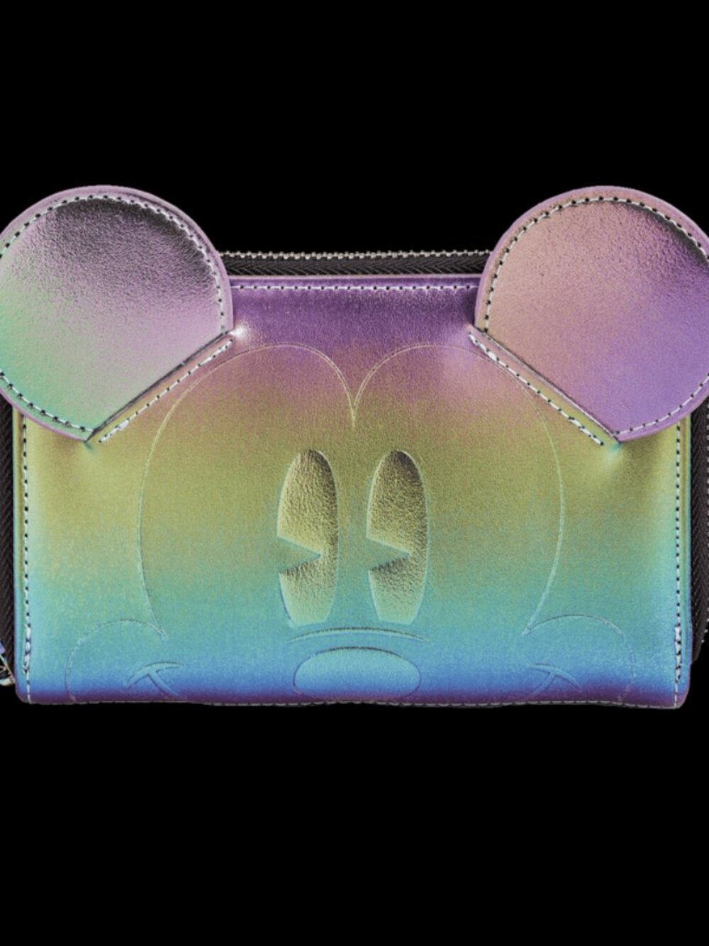 Loungefly Disney Mickey Mouse Oil Slick Wallet Iridescent Zip Around New